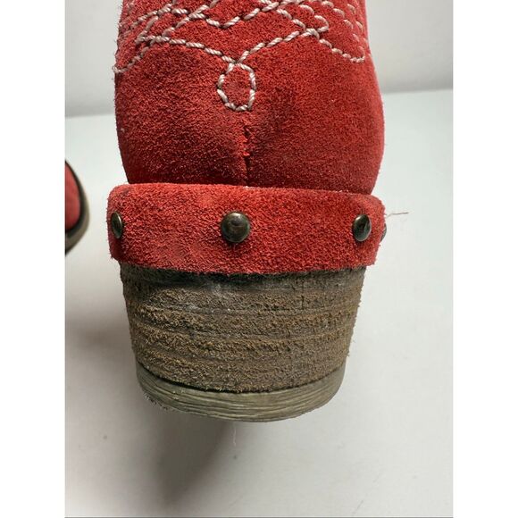 Sundance Etta Red Suede Western Festival Studded Ankle Boots Size EU 38/ 7,5 US - Picture 12 of 16